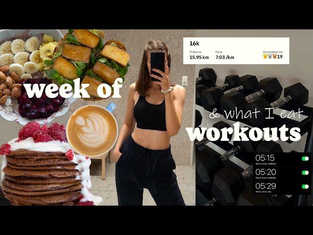 WEEK OF WORKOUTS & WHAT I EAT TO FUEL / marathon & strength training /