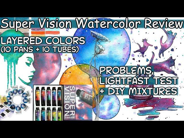 Super Vision Watercolor Review, Lightfast Test Layered Color Tubes Pans + How to Mix Your Own!