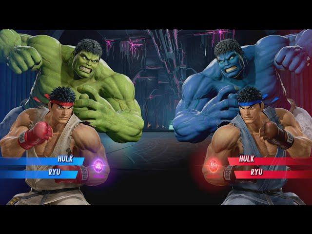 Hulk and RYU vs Blue Hulk and RYU - MARVEL VS. CAPCOM: INFINITE