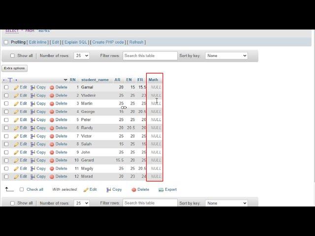 mysql phpmyadmin tutorial: How to update column with null value in mysql phpmyadmin