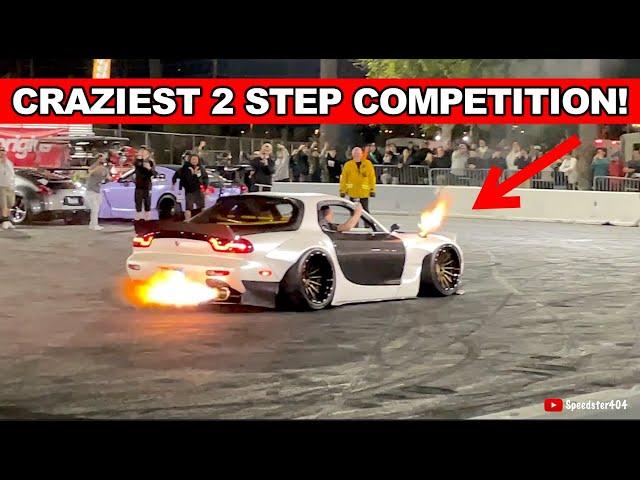 CRAZIEST 2 Step Competition Ever! RX-7 vs Supra vs Skyline GTR R32 vs R35 vs Mustang vs Corvette