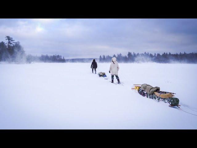 Traditional Winter Travel Camping with a Snowtrekker Tent & Toboggans