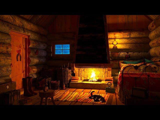 Relaxing Blizzard and Fireplace in a Cozy Winter Hut - Sleep Better, Deep Sleep, Helps with Insomnia