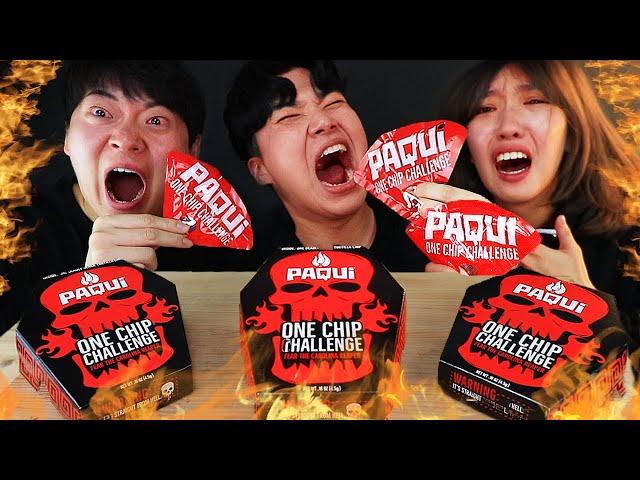 ENG SUB) MUKBANG ASMR FIRE SPICY ONE CHIP CHALLENGE EATING SOUNDS!!