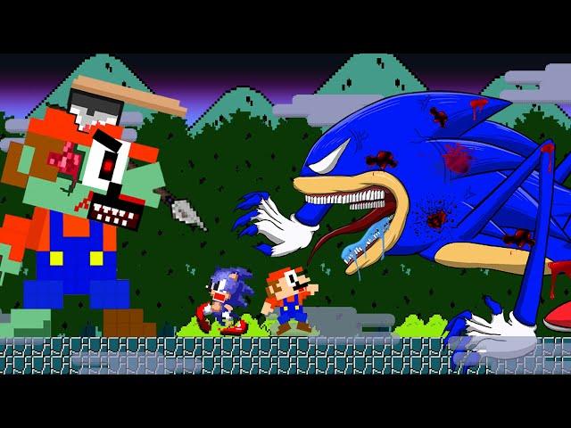 Zombie Mario vs Sonic Monster The Ending | 8 bit Cartoon Animation