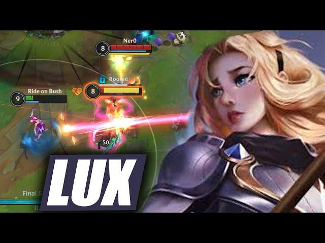 Wild Rift Lux Mid Lane Gameplay in Season 14 (Build & Runes)