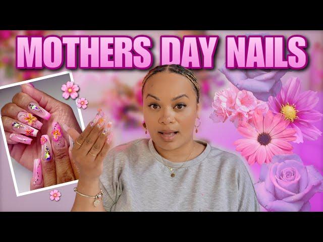 MOTHERS DAY FLORAL NAILS | TIPEX FULL COVER TIPSS | Hard Gel Nails Tutorial