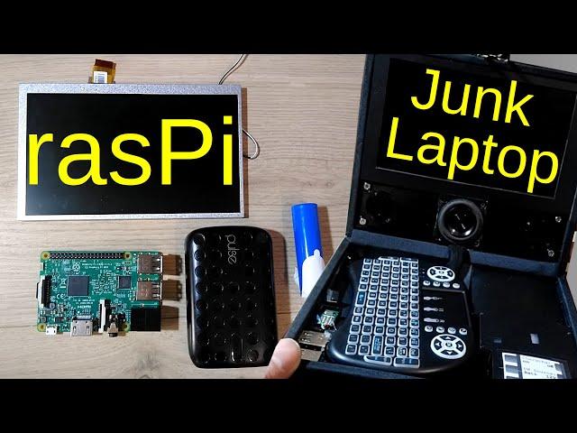 Mobile Raspberry Pi laptop computer from junk parts (and a Pi 3B)