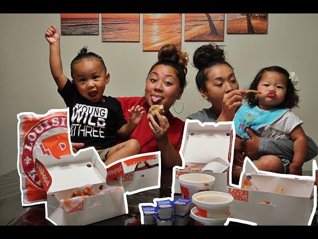 POPEYES MUKBANG WITH A 3 AND 1 YEAR OLD!!! (TOO FUNNY)