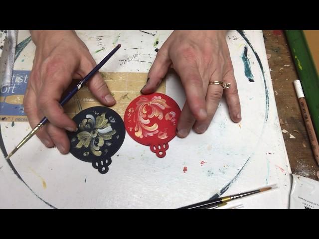 Rosemaling Beginners Tutorial-Christmas Ornaments-Art of Lise - (ASMR and Pandemic Therapy)