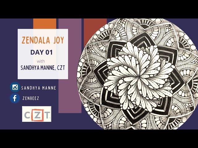 ZENDALA JOY Day 1 - String 1, exploring Zentangle® and Mandala