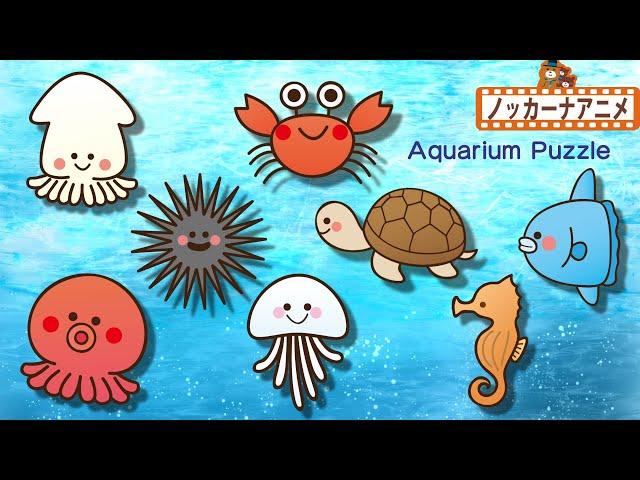 【水族館の人気者】海の生き物 パズルカニ・タコ・イカ子供向けアニメ赤ちゃんが喜ぶ知育遊びAquarium Puzzle kids anime