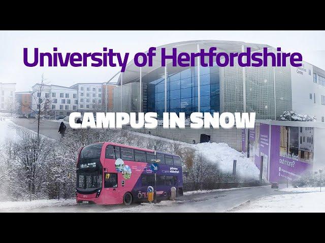 University of Hertfordshire in SNOW! | A College lane campus walkthrough | 4K