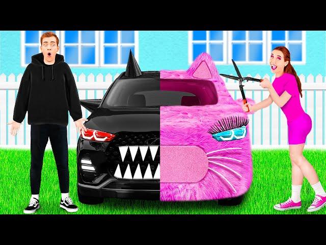 Розовая машина vs Черная машина Челлендж | Сумасшедший челлендж от PaRaRa Challenge