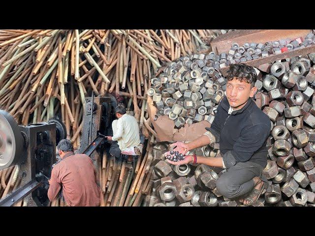 How Rusty Iron Becomes Strong Nuts | Behind the Scenes of Hexagon Nut Making 