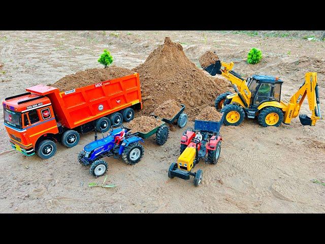 Jcb 5cx backhoe loading mud in Tata truck 2518 and dump truck | HMT tractor |jcb cartoon