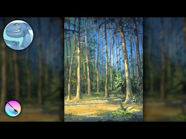 Painting in Krita - Trees in the sunlight - Painting process