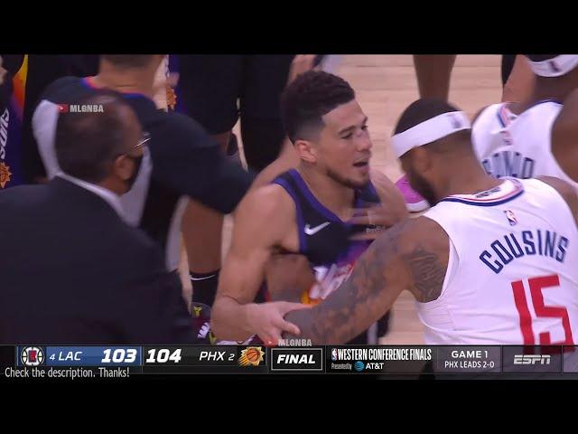 DeMarcus Cousins is so mad about Deandre Ayton game winning dunk he shoves Devin Booker 