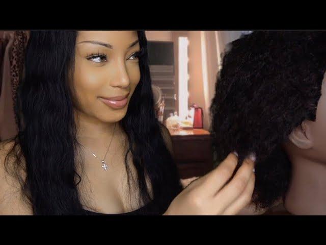 ASMR Detangling your 4c hair RP ( Mean Big sister) No overlays