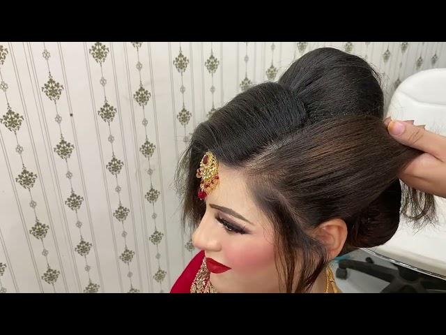 Hair style for barat makeup look,, jura hair do by faiza azhar Anayasalon4