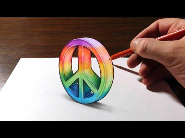 Drawing a 3D Peace Sign #peaceisloud