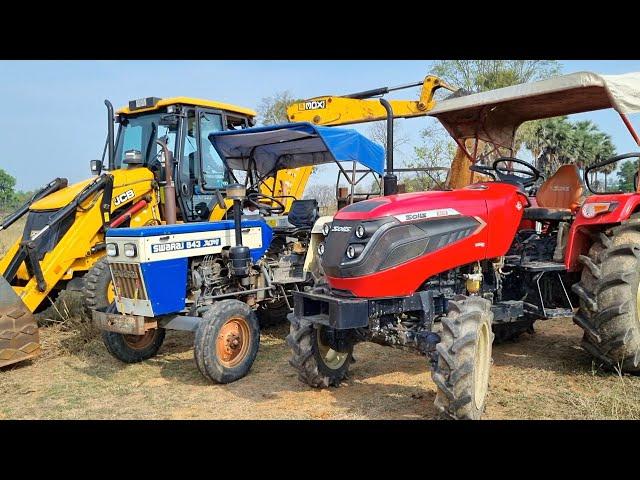 Jcb 3dx Eco Excellence Machine Working For Mud Loading With Mahindra and Swaraj Tractor | Jcb Video