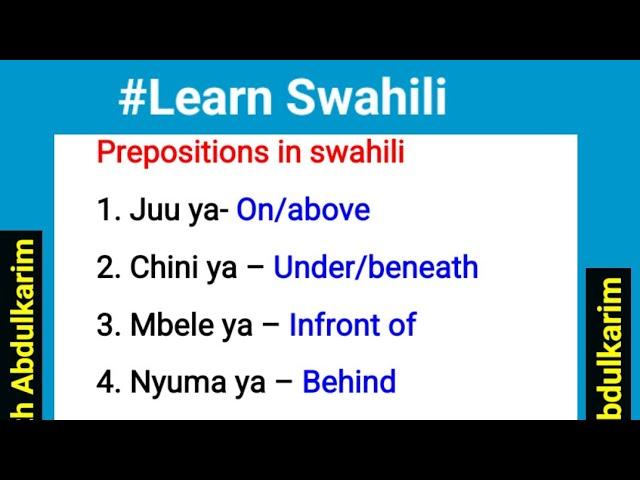 Learn Swahili: Prepositions