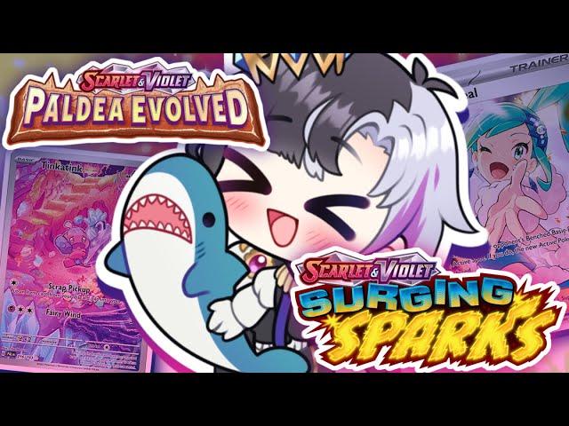 Baby's first Pokemon card unboxing [Surging Sparks & Paldea Evolved]