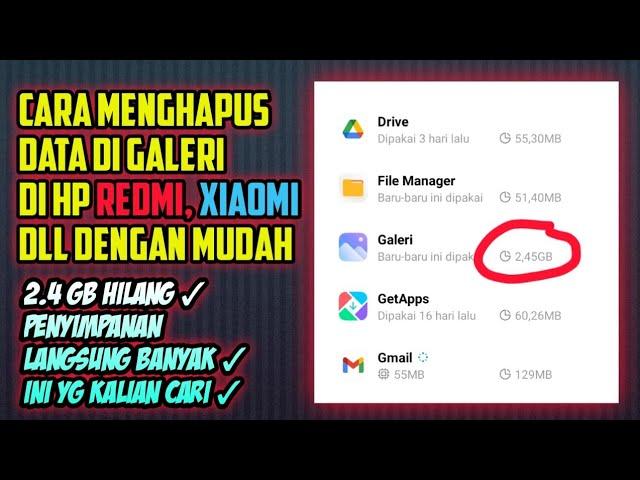 cara hapus data galeri di hp redmi, xiaomi , dll