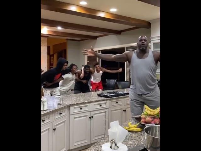 Shaq has a concert in his kitchen with his boys..DJ Shaq