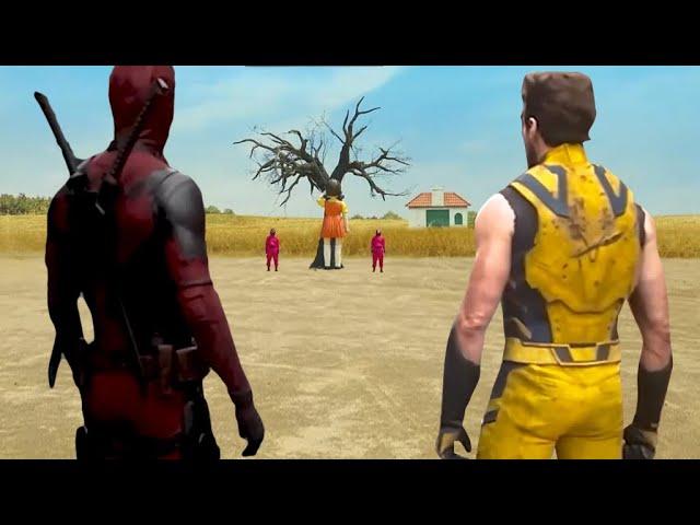 Deadpool and Wolverine play 'Red Light Green Light' in Squid Game