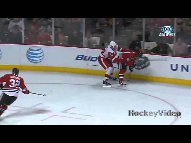 Jonathan Ericsson gets kicked in the nuts by Patrick Kane . Apr 13, 2013