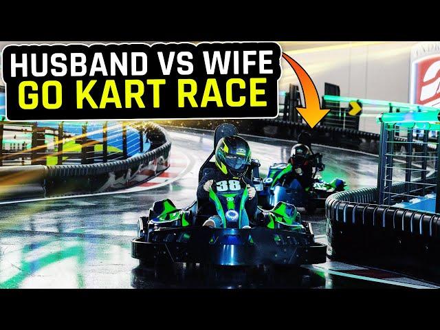 HUSBAND vs WIFE GO KART RACE! BIRTHDAY VLOG!