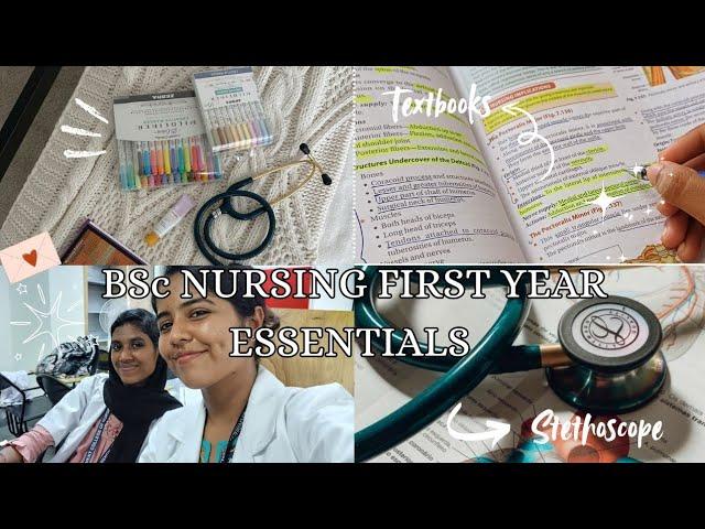 BSc NURSING FIRST YEAR ESSENTIALS | things to buy for medical college - textbooks, coat,stethoscope