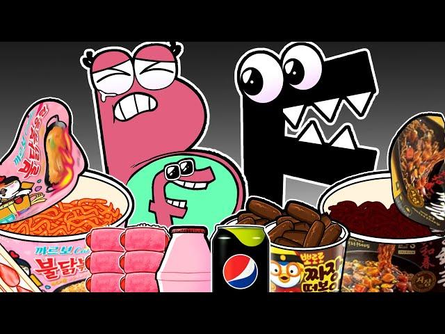 Convenience Store BLACK PINK Food Alphabet Lore F vs P (feat.FP bady) | MUKBANG ANIMATION | ASMR