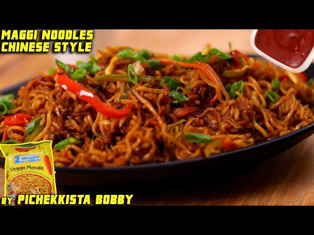 CHINESE SPICY MAGGI NOODLES with extraaaa MAGIC MASALA by PICHEKKISTA BOBBY | INSTANT NOODLES RECIPE