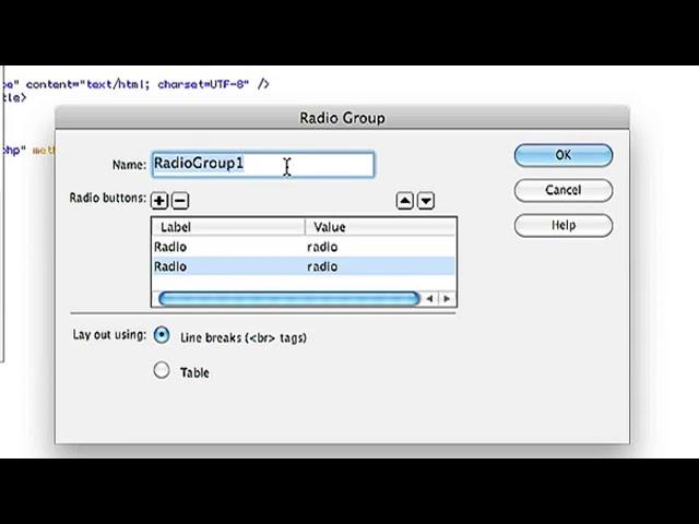 How to Create a Radio Button Group in Dreamweaver