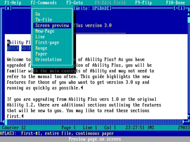 DOS applications - Ability office suite for DOS