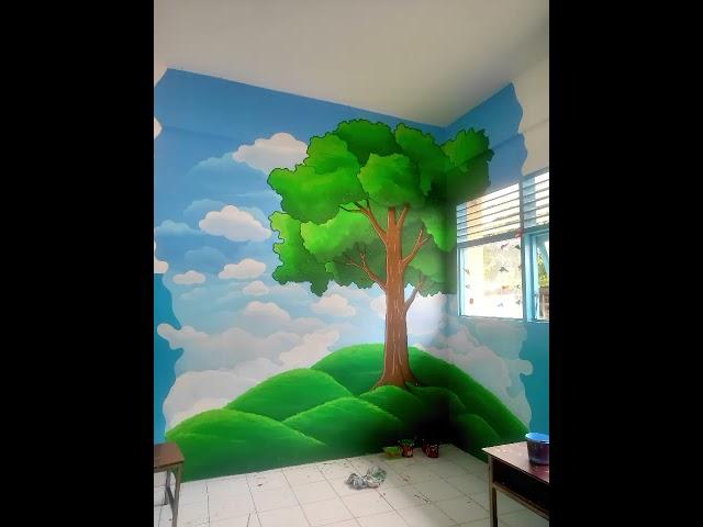 Membuat gambar POJOK BACA untuk di ruangan Kelas Sekolah Dasar. #mural #drawing #pojokbaca #gambar