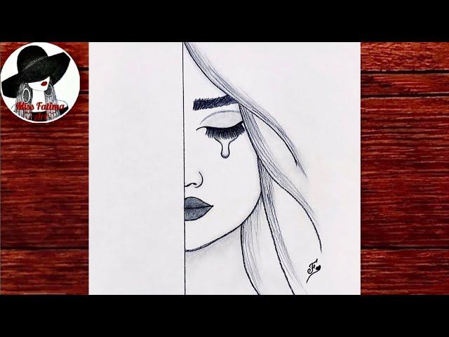 Very Easy Crying Girl Drawing || How To Draw A Sad Girl step by step