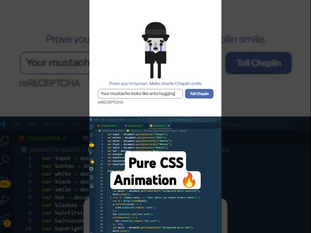 Make Charlie Chaplin Smile CAPTCHA CSS Animation