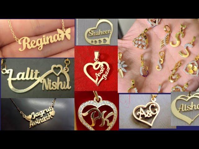 name locket design  2023#latest gold name pendant  design #new name  locket chain'