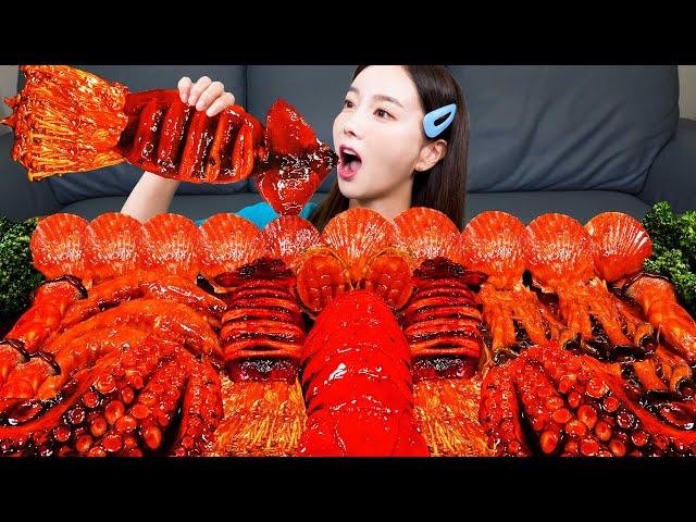 [Mukbang ASMR] SPICY  Lobster Tail Octopus Squid Shrimp Enoki Mushroom Seafood Boil Recipe Ssoyoung