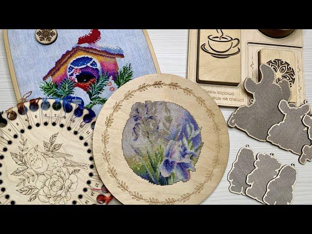 Текущие процессы вышивки крестиком. Вышивка по дереву - Ирисы от Ореховой. Снегири от М.П. Студии