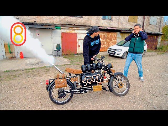 It's a steam-powered motorbike: it rides! Fast!