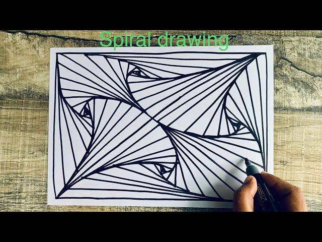 Freehand spiral drawing from the alphabet-X//3D illusion art