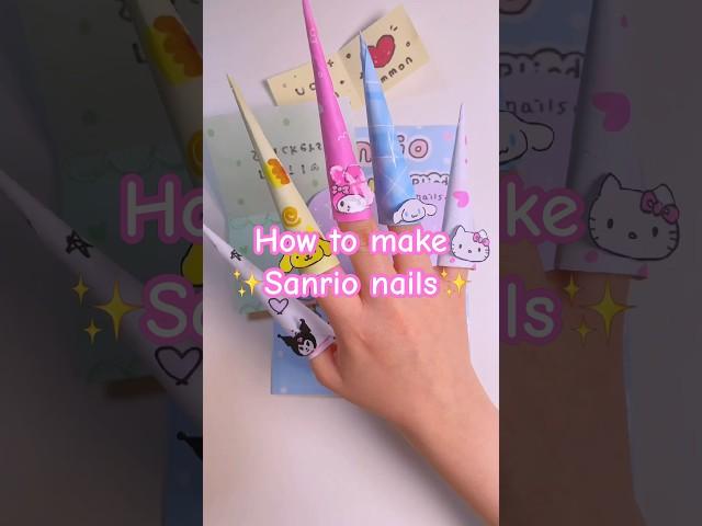 Sanrio paper nails DIY #sanrio #diy #cutegift