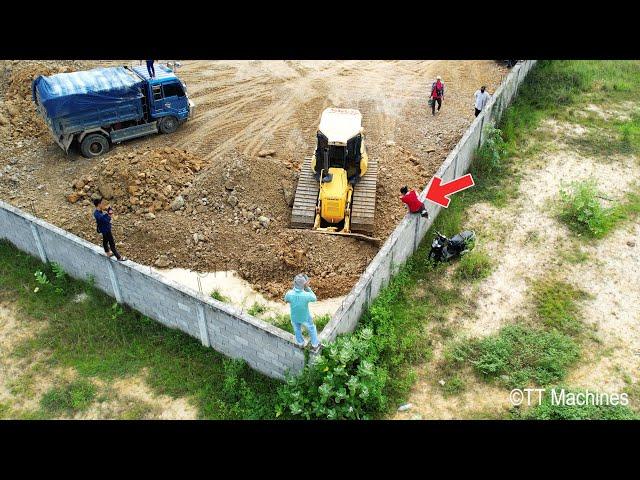 Great Job  Part8 The Best Team Work Stronger DR51PX Bulldozer Spreading Stone Into Water With Trucks