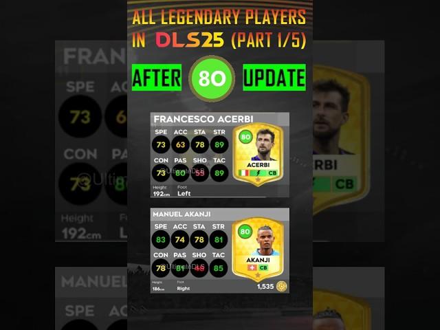 DLS 25: ALL LEGENDARY PLAYERS AFTER UPDATE (PART 1 OF 5) #dls #dls25 #shorts #dreamleaguesoccer