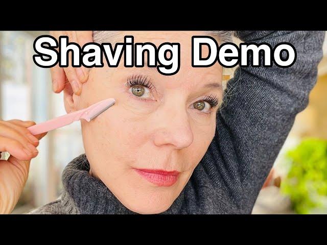 Should You Be Shaving Your face over 50? Close up SHAVING DEMO | Dermaplaning vs shaving vs waxing